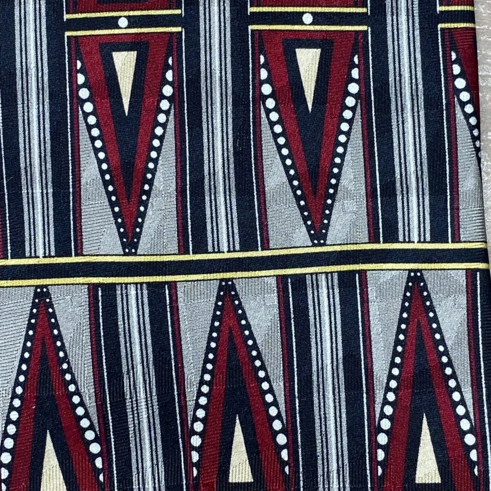 Peter Thomas by Superba Silk Tie Mens Geometric Abstract Red Black Xtra Long 64